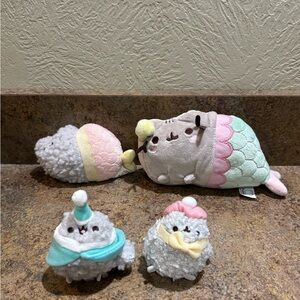 Pusheen the cat and stormy plush stuffed animal bundle mermaid and holiday